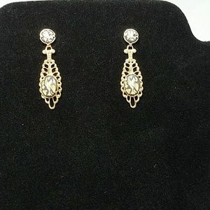Faux Gold/black bird feligree dangling earrings